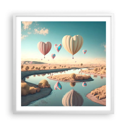 Plagát v bielom ráme - Láska ťa nechá vzlietnuť - 60x60 cm