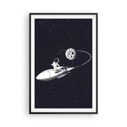 Plagát v čiernom ráme - Vesmírny surfista - 61x91 cm
