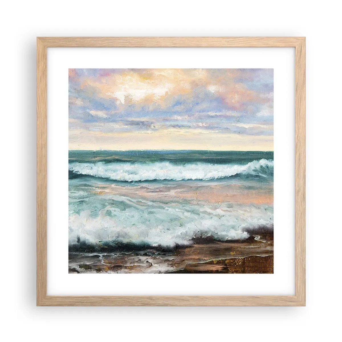 Plagát v ráme zo svetlého duba - Tu uhladíš dušu - 40x40 cm