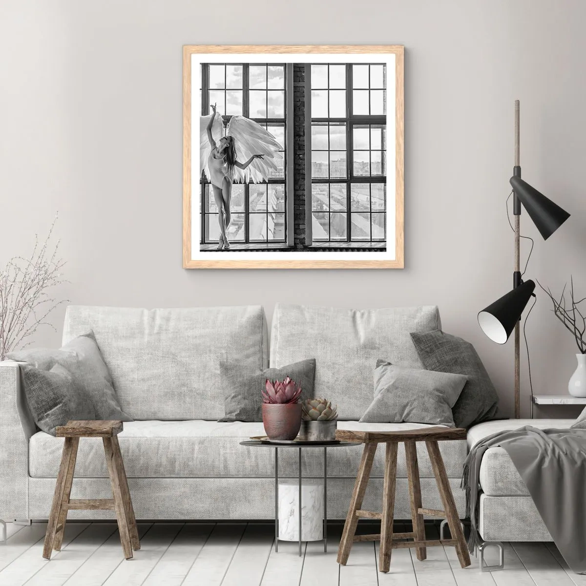 Plagát v ráme zo svetlého duba - Mesto anjelov? - 40x40 cm