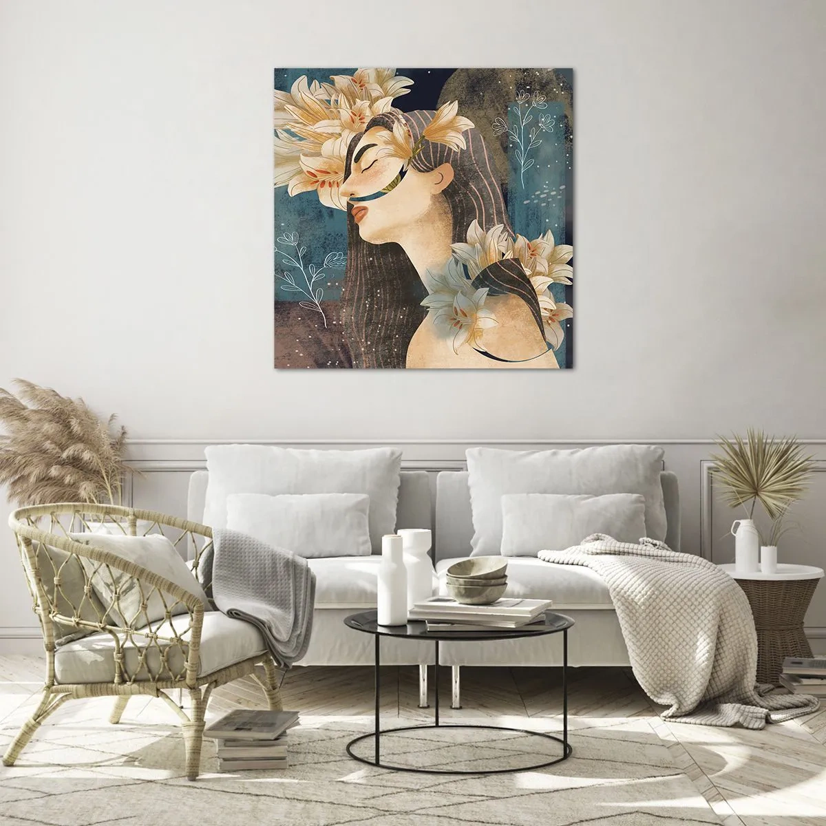 Obraz na skle - Rozprávka o princeznej s ľaliami - 70x70 cm