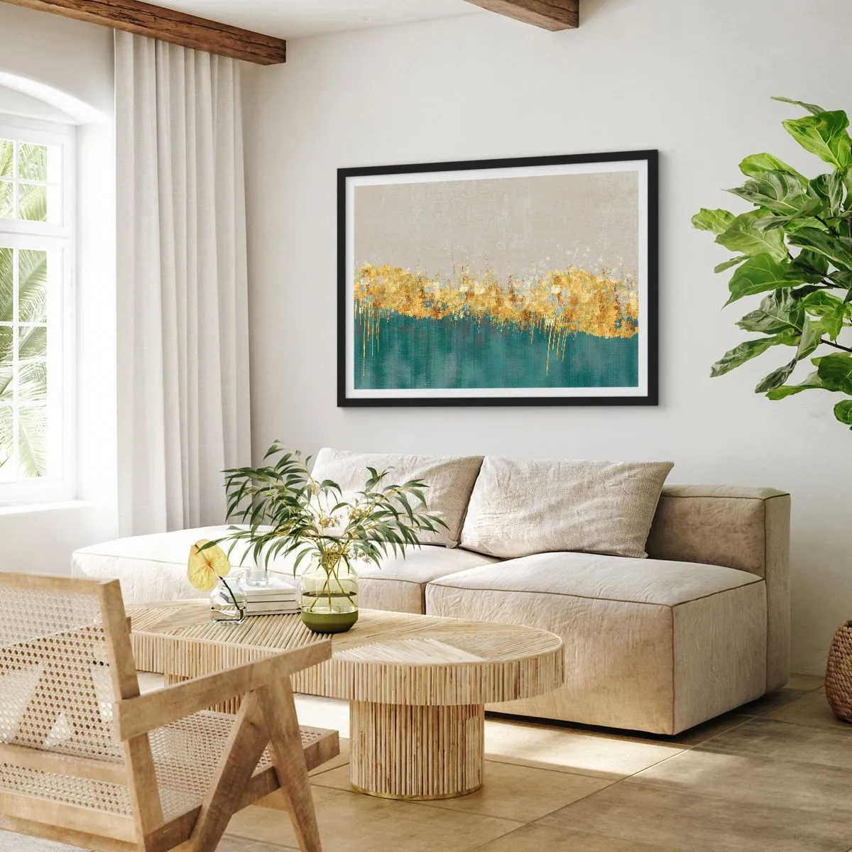 Plagát v čiernom ráme - Zlatá hranica - 70x50 cm