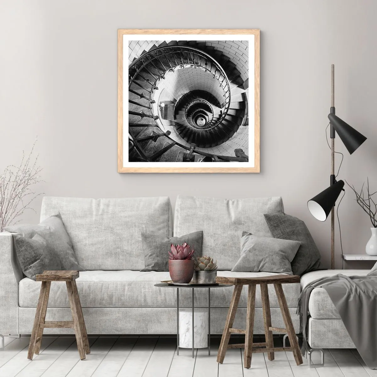 Plagát v ráme zo svetlého duba - Len vyššie a vyššie - 50x50 cm