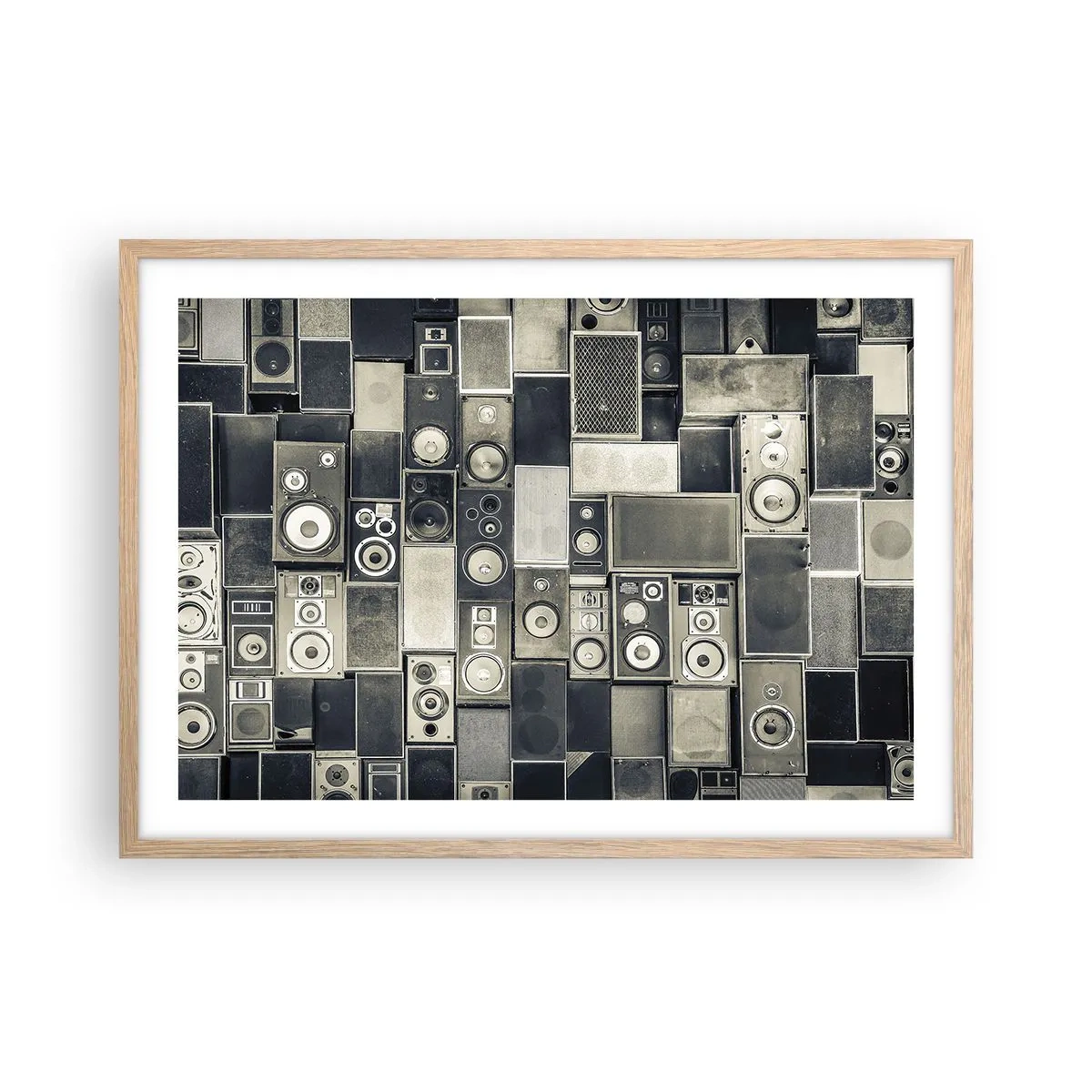 Plagát v ráme zo svetlého duba - A všetko je v pohode - 70x50 cm