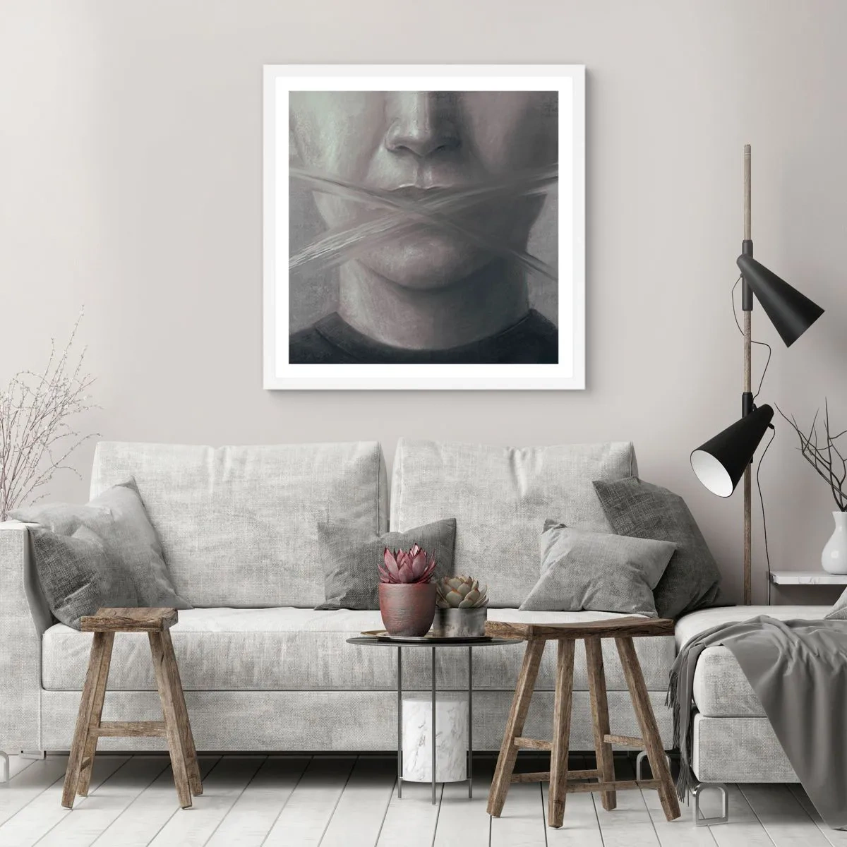 Plagát v bielom ráme - Ani slovo - 50x50 cm