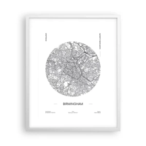 Plagát v bielom ráme - Anatómia Birminghamu - 40x50 cm