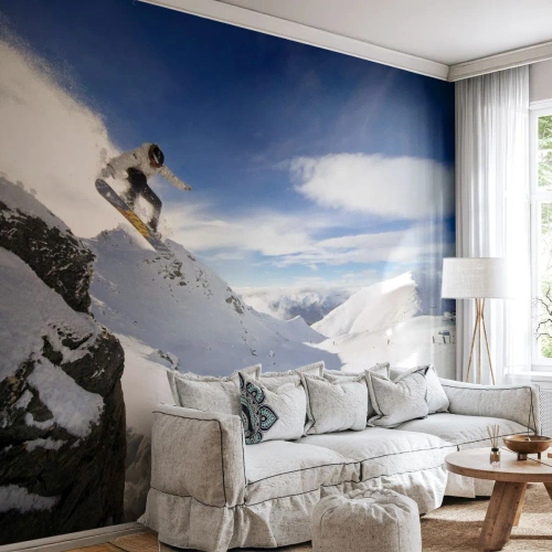 Fototapeta Standard Eco - Sloboda bez hraníc - Snowboarding, Krajina, hory - 500x350 cm