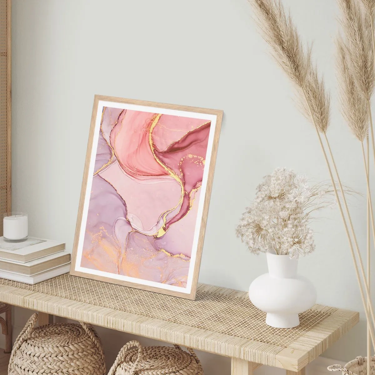 Plagát v ráme zo svetlého duba - Maznanie farieb - 61x91 cm