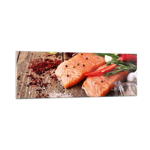 Obraz na skle - Nórske dobrodružstvo v kuchyni - 90x30 cm