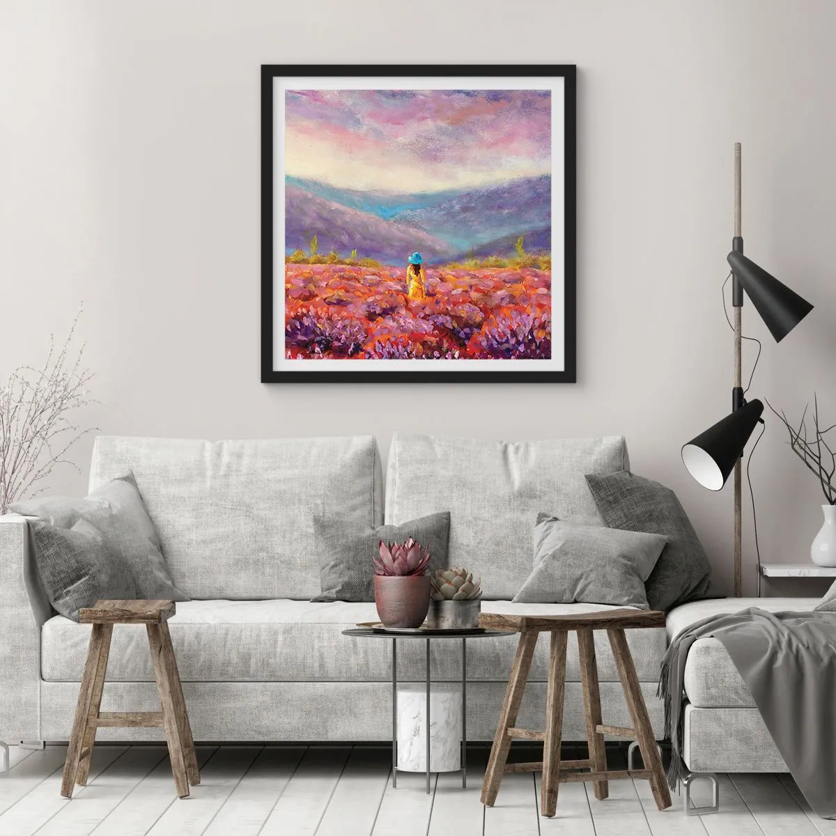 Plagát v čiernom ráme - V levanduľovom svete - 30x30 cm