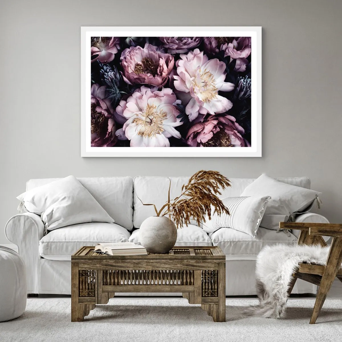 Plagát v bielom ráme - Kytica v starom štýle - 30x30 cm