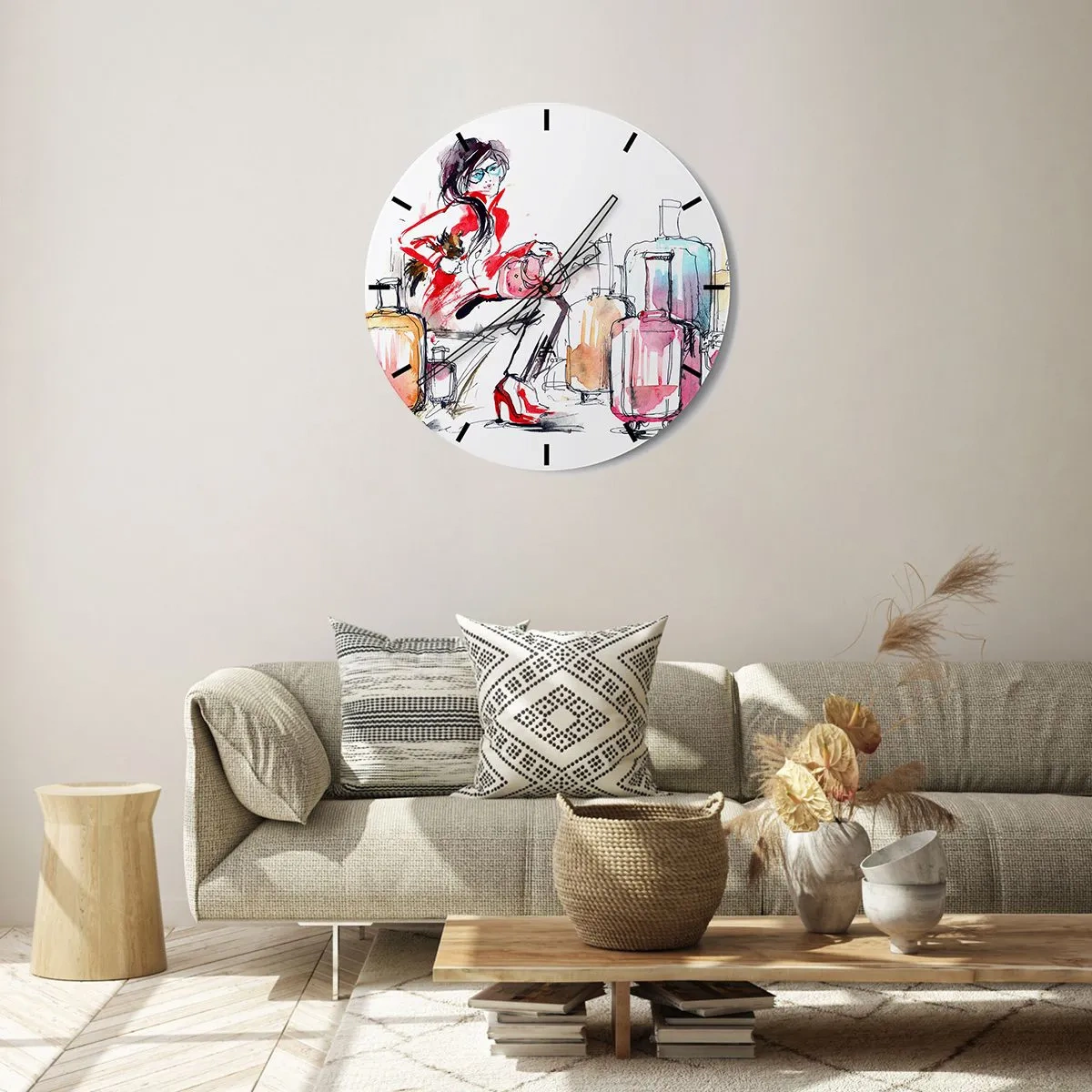 Nástenné hodiny - Posaďme sa pred cestou - 40x40 cm