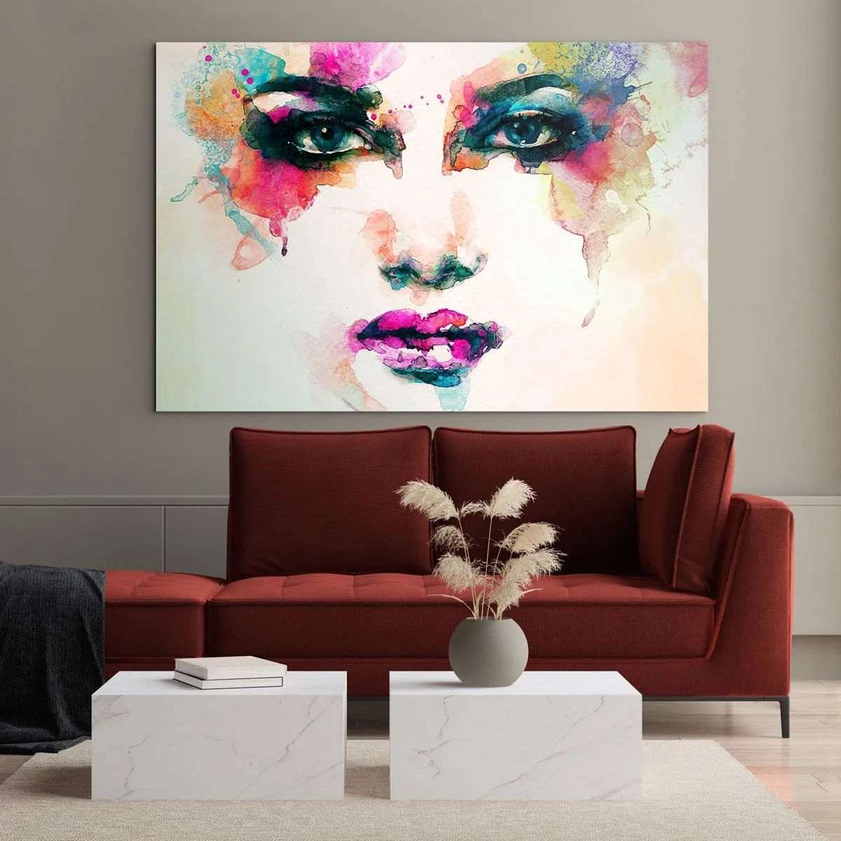 Obraz na skle - Portrét maľovaný dúhou - 100x70 cm