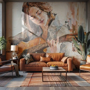 Fototapeta Premium Canvas - Koncert pre gitaru a dievčenské srdce - Gitara, Hudba, Dievča - 300x210 cm