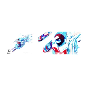 Vzorka Fototapeta Standard Eco - Šialený beh za radosťou - Abstrakcia, Lyže, Lyžiar - 100x30 cm