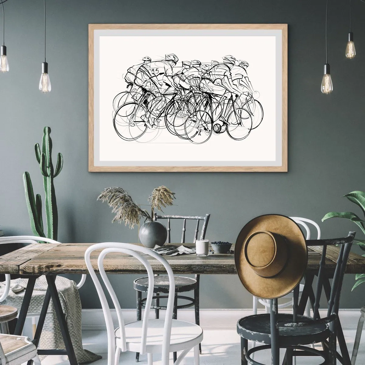 Plagát v ráme zo svetlého duba - Spoločne v tíme - 91x61 cm