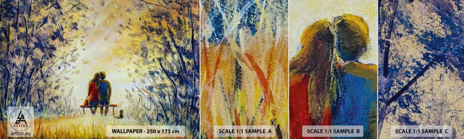 Vzorka fototapety Premium Canvas - Magický okamih - Pár milencov, Park, Príroda - 100x30 cm