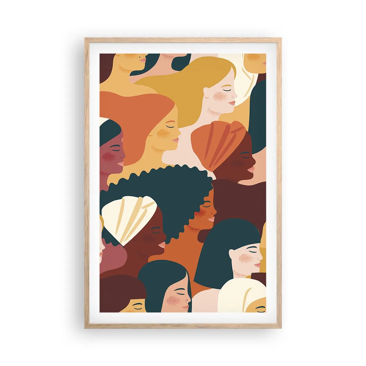 Plagát v ráme zo svetlého duba - Iba ženskosť - 61x91 cm