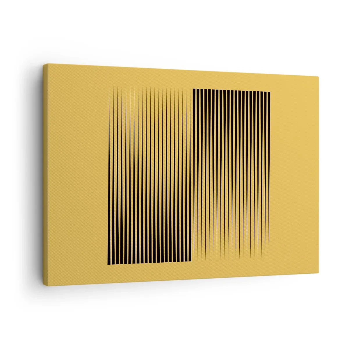 Obraz na plátne - Zvislé čierne čiary na žltom pozadí - 70x50cm - Štvorec protikladov - Moderná nástenná dekorácia do obývacej izby a spálne ARTTOR