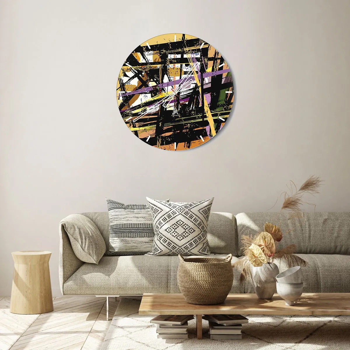 Nástenné hodiny - Dynamické abstraktné línie a tvary v tmavých a svetlých tónoch. - 30x30cm - Ostrý rez - Moderná nástenná dekorácia do obývacej izby, kuchyne a spálne ARTTOR
