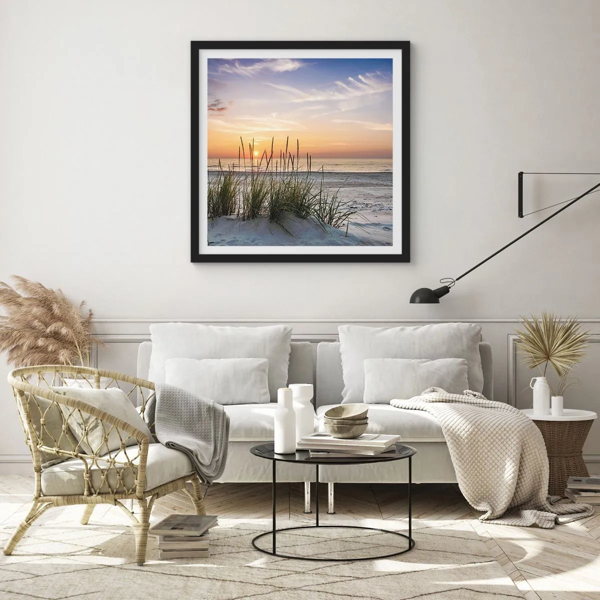 Plagát v čiernom ráme - Pozri sa, predstav si a pociť - 50x50 cm