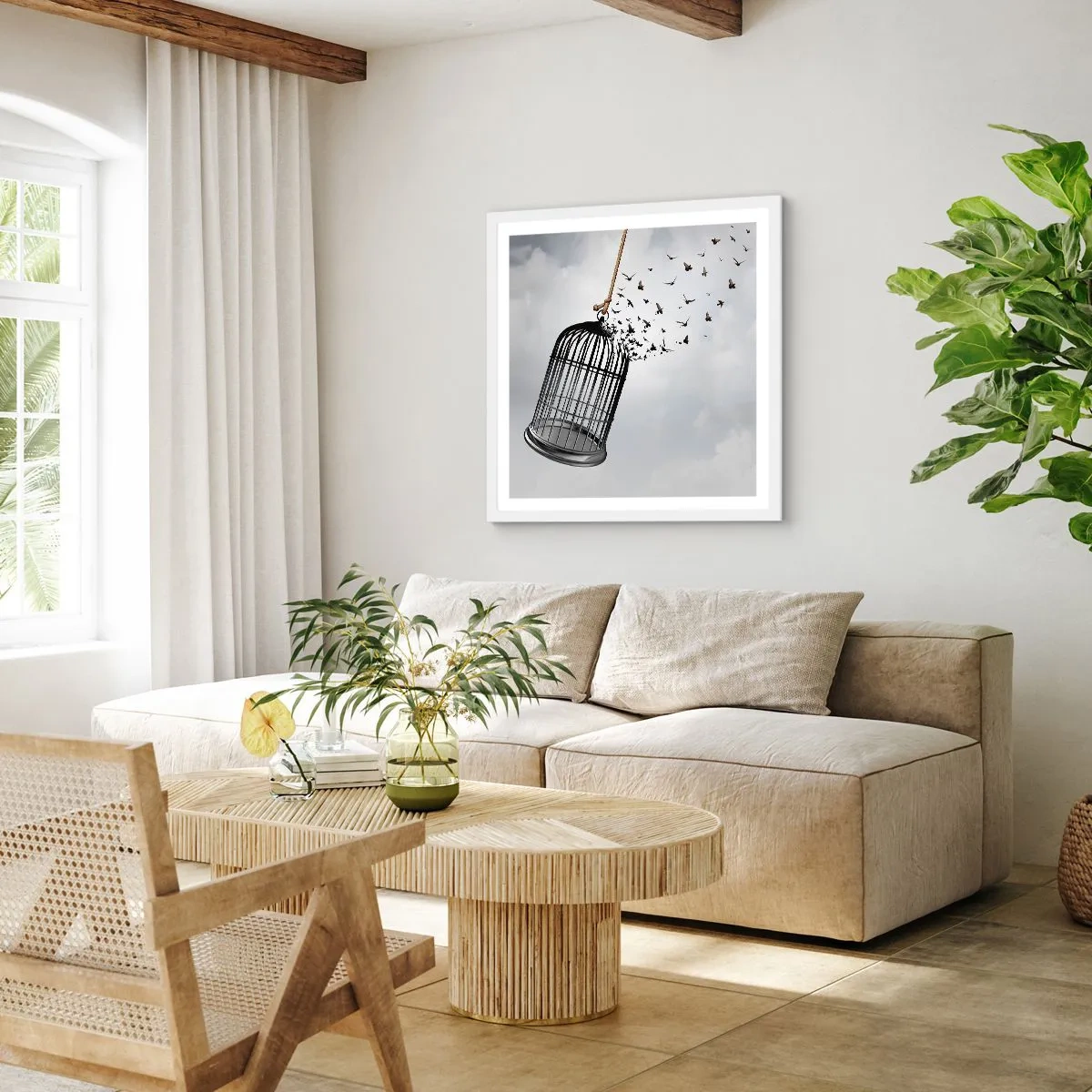 Plagát v bielom ráme - Viera… nádej… sloboda! - 60x60 cm