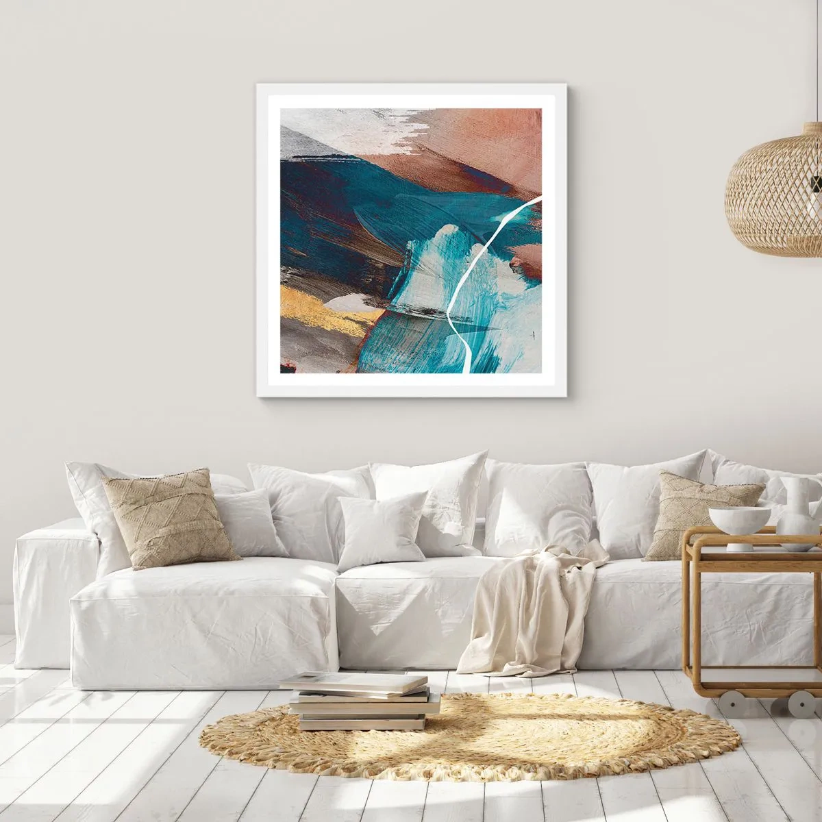 Plagát v bielom ráme - Na plno a s energiou - 40x40 cm