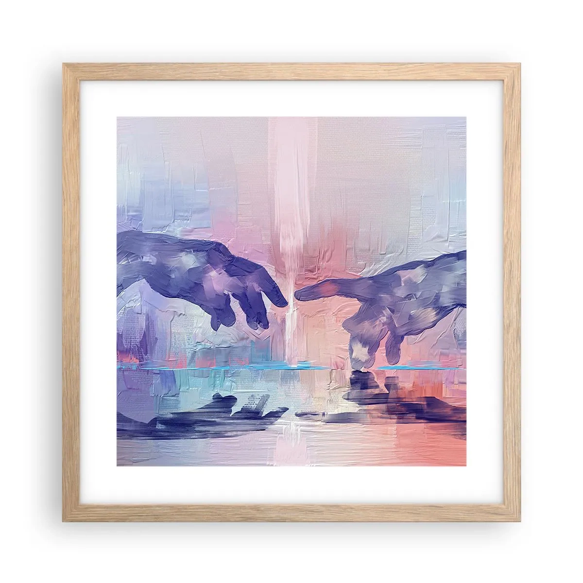 Plagát v ráme zo svetlého duba - Božská iskra života - 40x40 cm