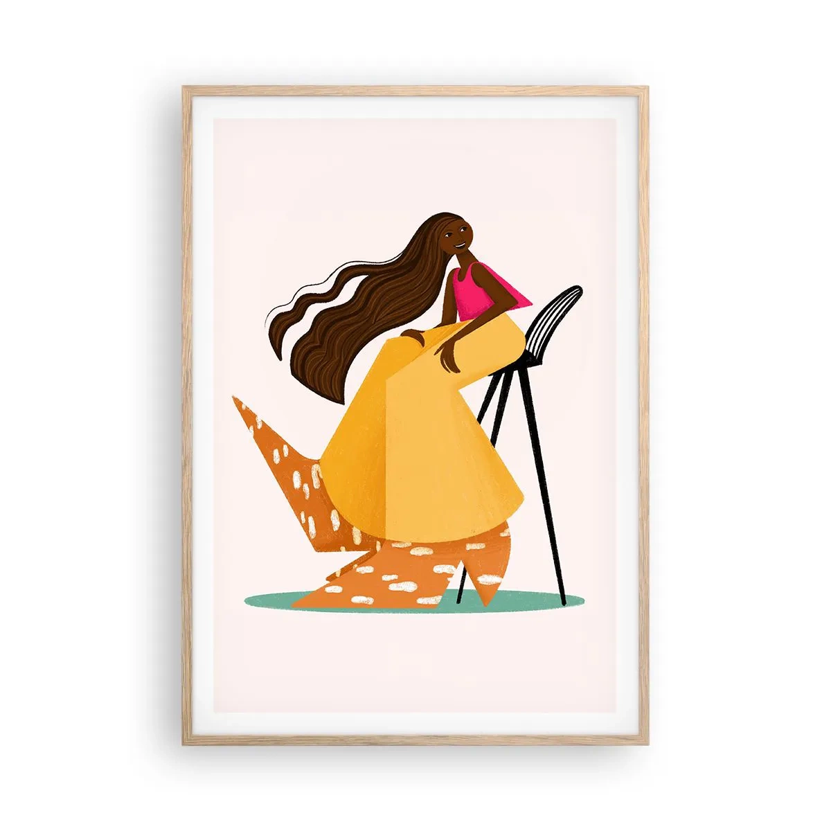 Plagát v ráme zo svetlého duba - Móda je tiež zábava - 70x100 cm