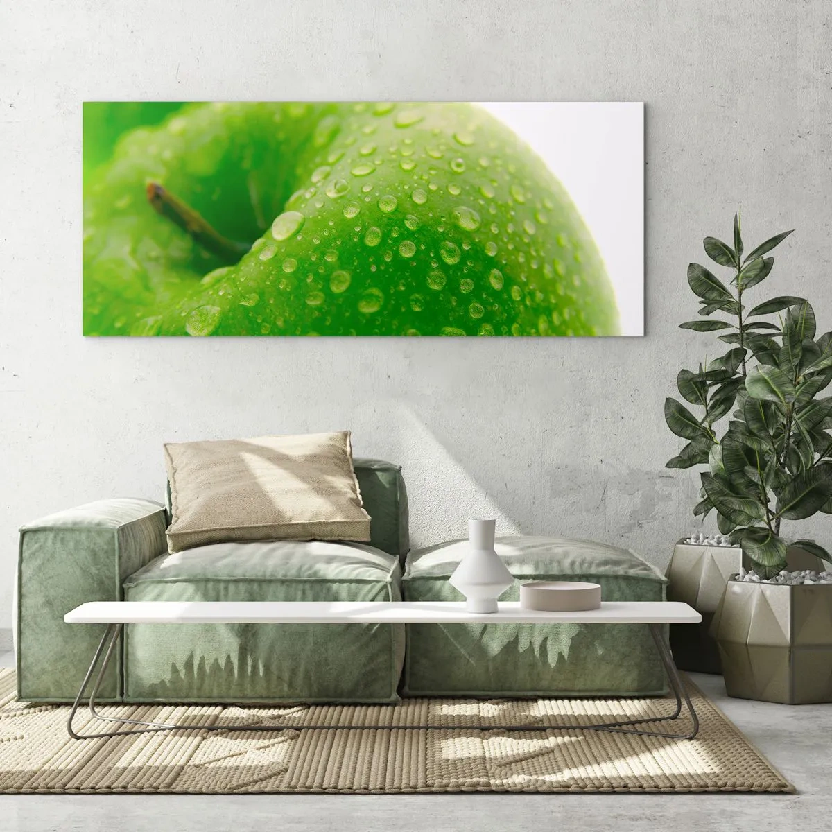 Obraz na skle - Zelená studená sviežosť - 90x30 cm