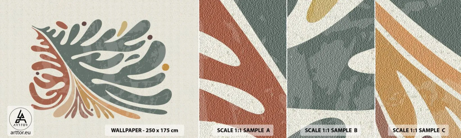 Vzorka samolepiacej fototapety Deluxe Sticker - Viacfarebný list - Boho, Minimalizmus, Kus - 100x30 cm