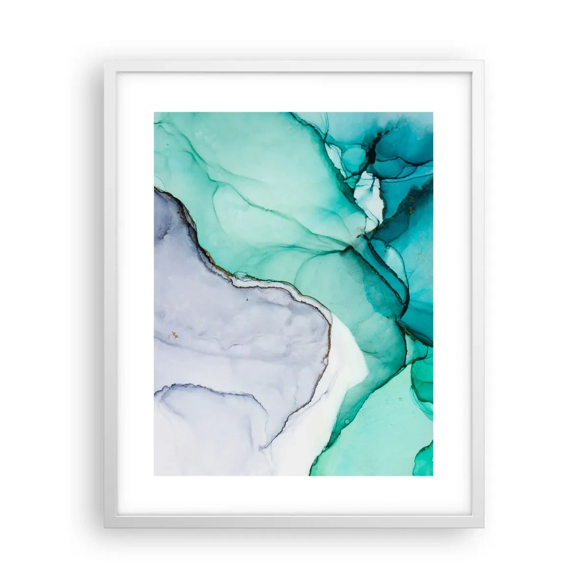 Plagát v bielom ráme - Štúdia v tyrkysovej - 40x50 cm