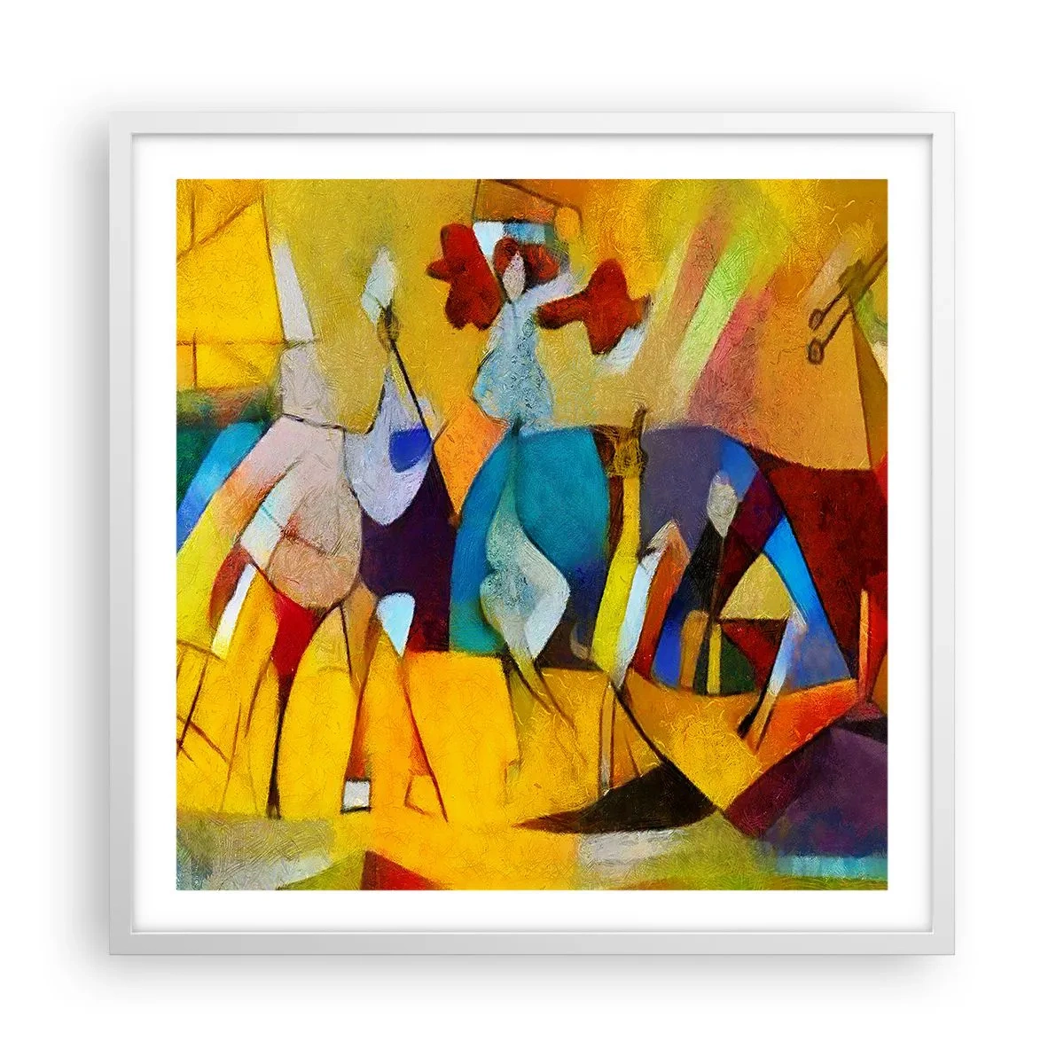 Plagát v bielom ráme - Slnko - život - radosť - 60x60 cm