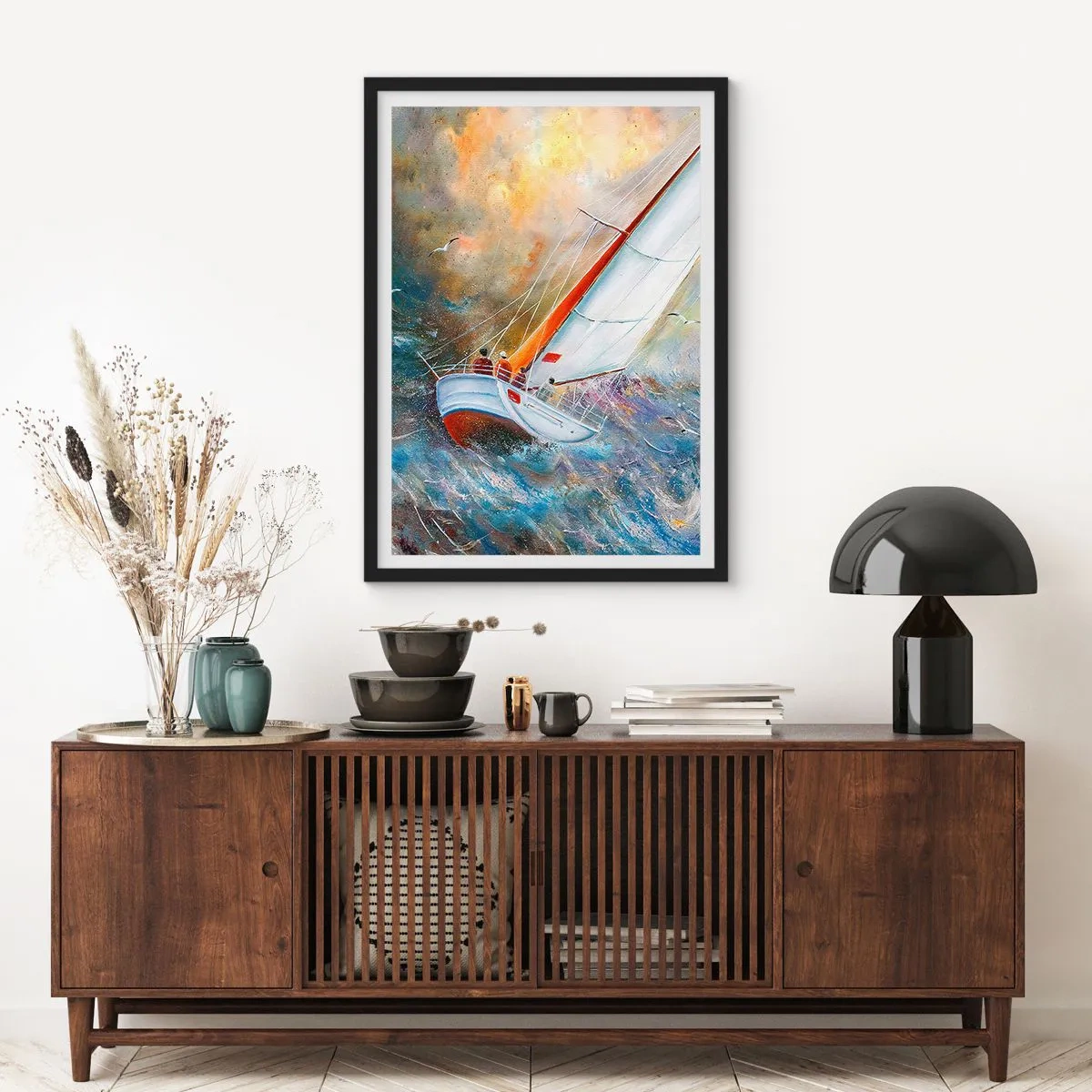 Plagát v čiernom ráme - Bežiace cez vlny - 40x50 cm