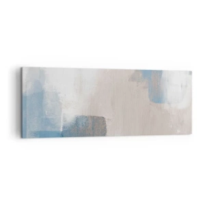 Obraz na plátne - Ružová abstrakcia za modrým závojom - 140x50 cm