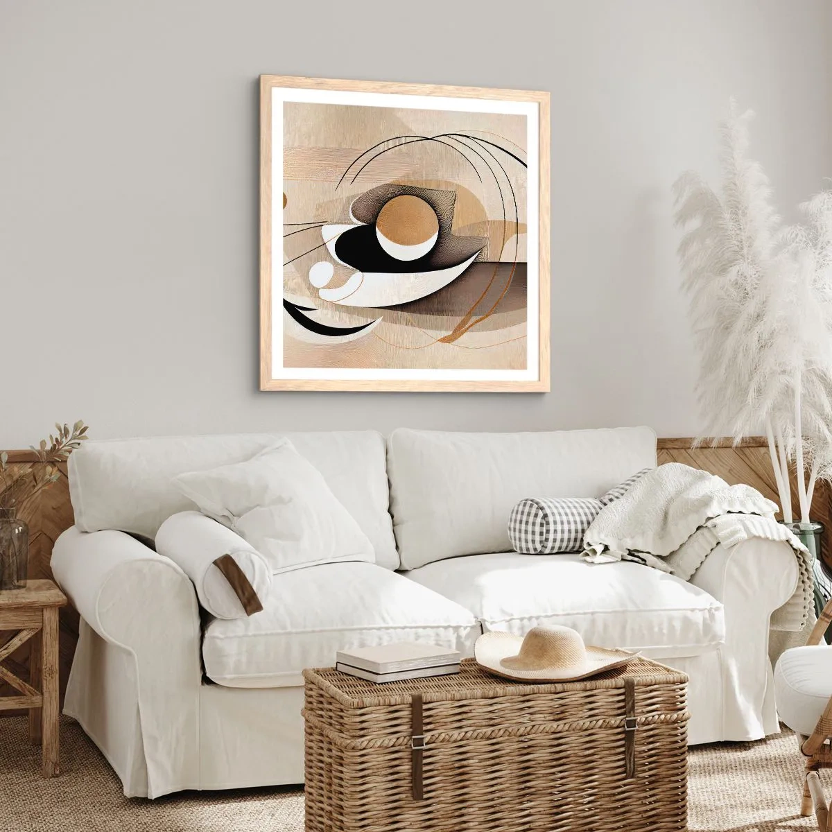 Plagát v ráme zo svetlého duba - Kompozícia: podstata vecí - 60x60 cm