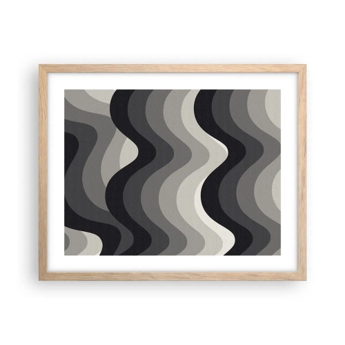 Plagát v ráme zo svetlého duba - Vlna za vlnou - 50x40 cm
