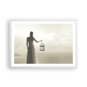 Plagát v bielom ráme - Buď slobodná - 70x50 cm