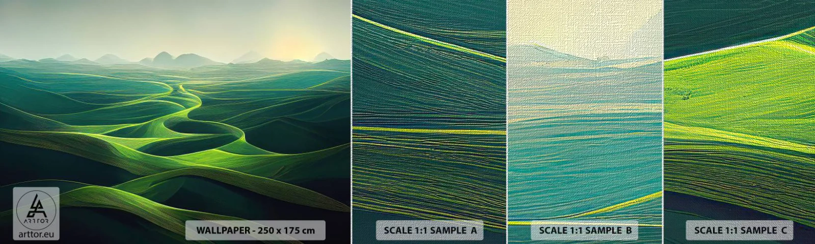 Vzorka fototapety Premium Canvas - V zelených údoliach - Krajina, Lúka, Údolia - 100x30 cm