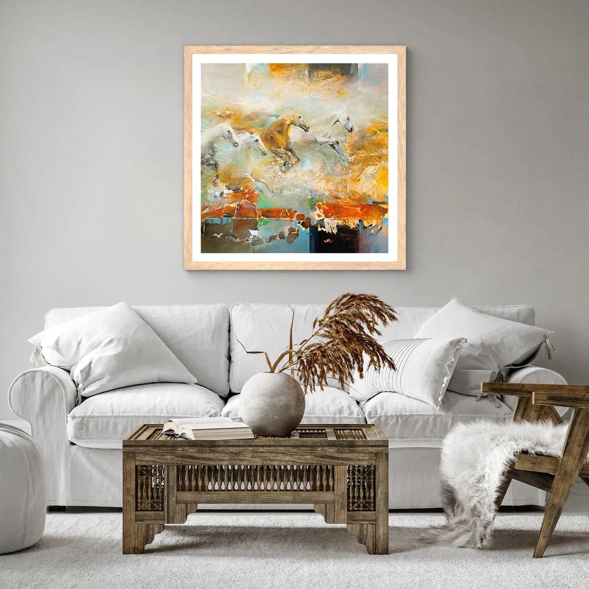 Plagát v ráme zo svetlého duba - Cvála svetlom - 60x60 cm