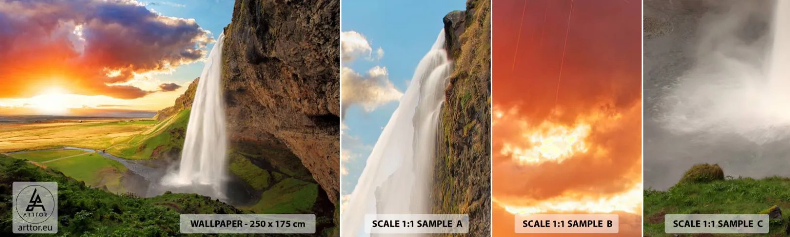 Vzorka Fototapeta Standard Eco - Vrchol islandského leta - Krajina, Vodopád, Island - 100x30 cm