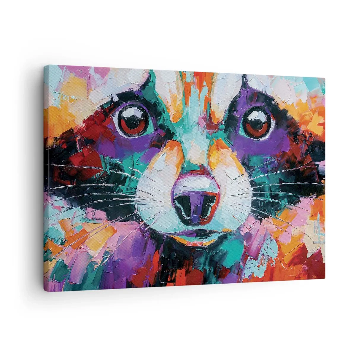 Obraz na plátne - Farebný portrét mývala v štýle expresívnej maľby. - 70x50cm - Iba dobré emócie - Moderná nástenná dekorácia do obývacej izby a spálne ARTTOR