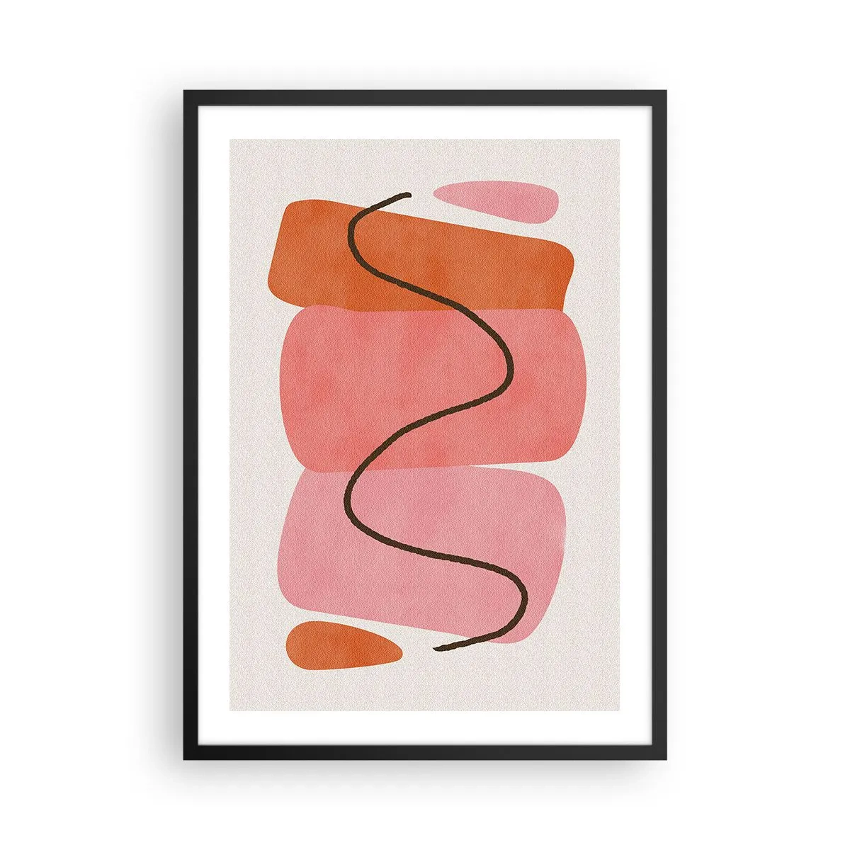 Plagát v čiernom ráme - Abstraktná kompozícia geometrických tvarov - 50x70cm - Jemný pohyb foriem - Moderná nástenná dekorácia do obývacej izby a spálne ARTTOR