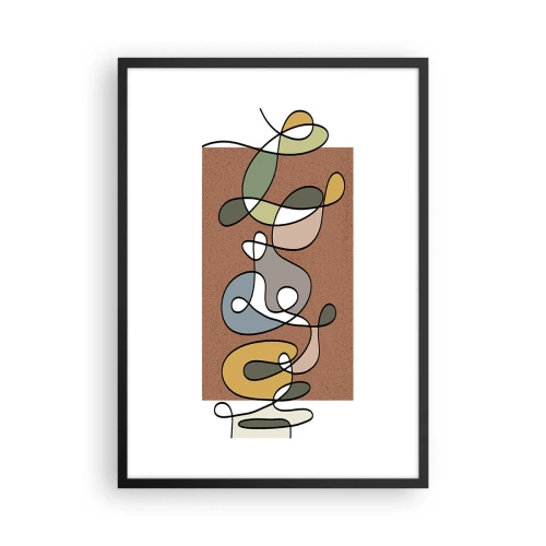 Plagát v čiernom ráme - Abstraktná kompozícia čiar a farebných tvarov. - 50x70cm - Abstrakcia, ktorá stojí za úsmev - Moderná nástenná dekorácia do obývacej izby a spálne ARTTOR