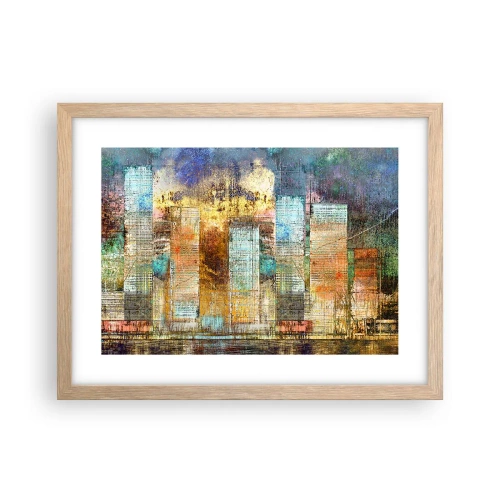 Plagát v ráme zo svetlého duba - Slnečná metropola - 40x30 cm
