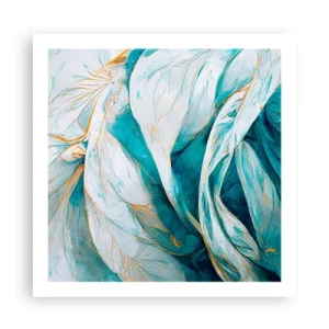 Plagát - Modrá abstrakcia so zlatým motívom - 60x60 cm