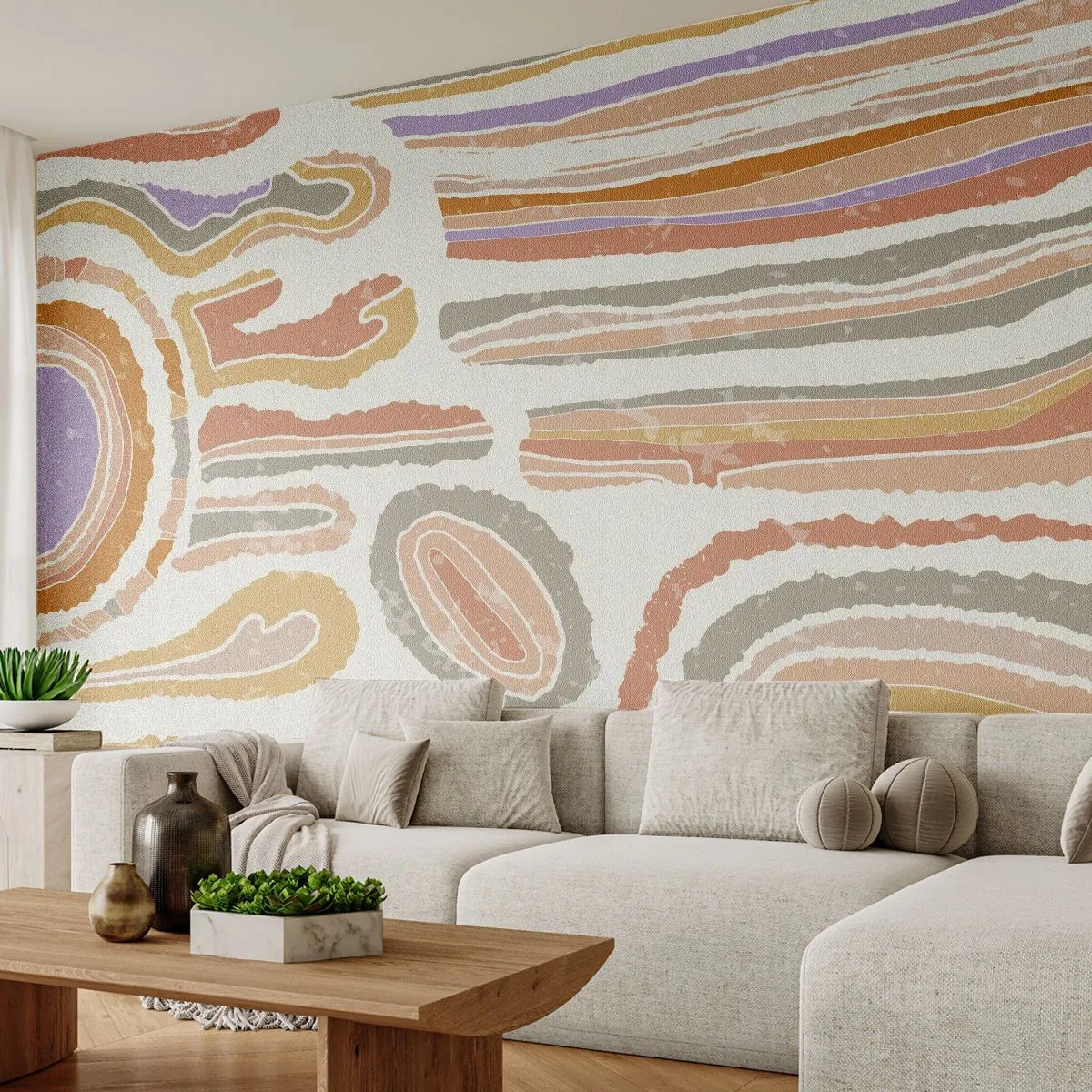 Fototapeta Premium Canvas - Farebné prierezy - Pastel, Boho, Minimalistický - 250x175 cm