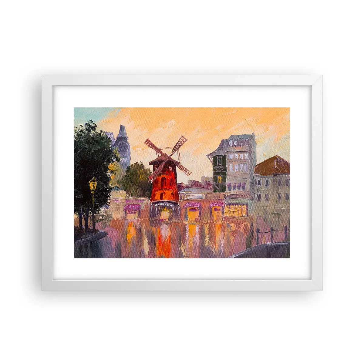 Plagát v bielom ráme - Parížske ikony – Moulin Rouge - 40x30 cm