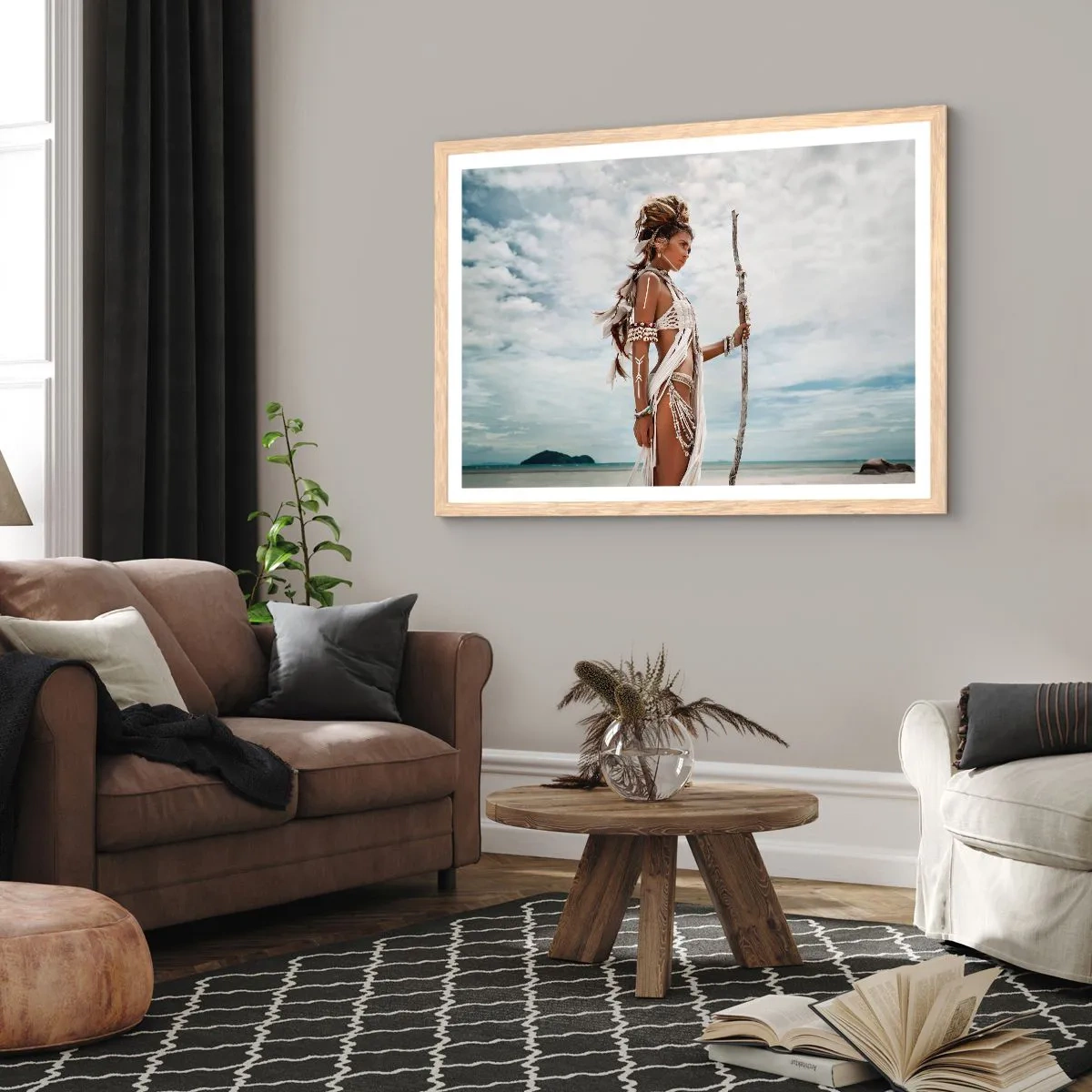 Plagát v ráme zo svetlého duba - Kráľovná trópov - 40x30 cm