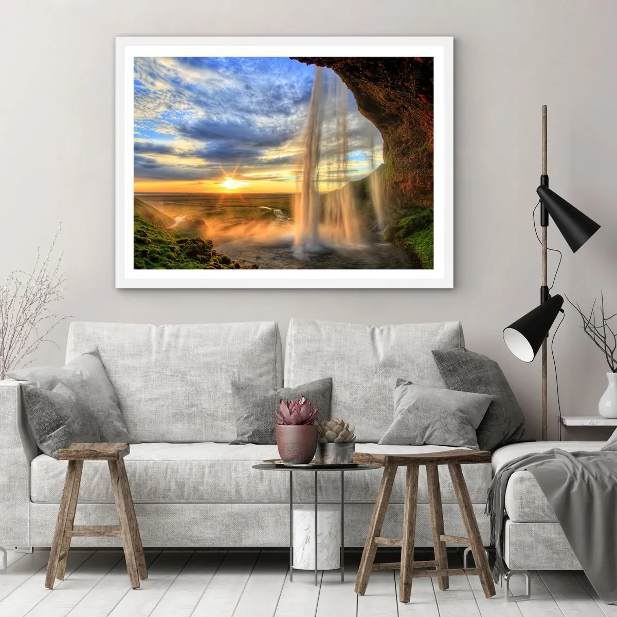 Plagát v bielom ráme - Svet za závojom kvapiek  - 91x61 cm